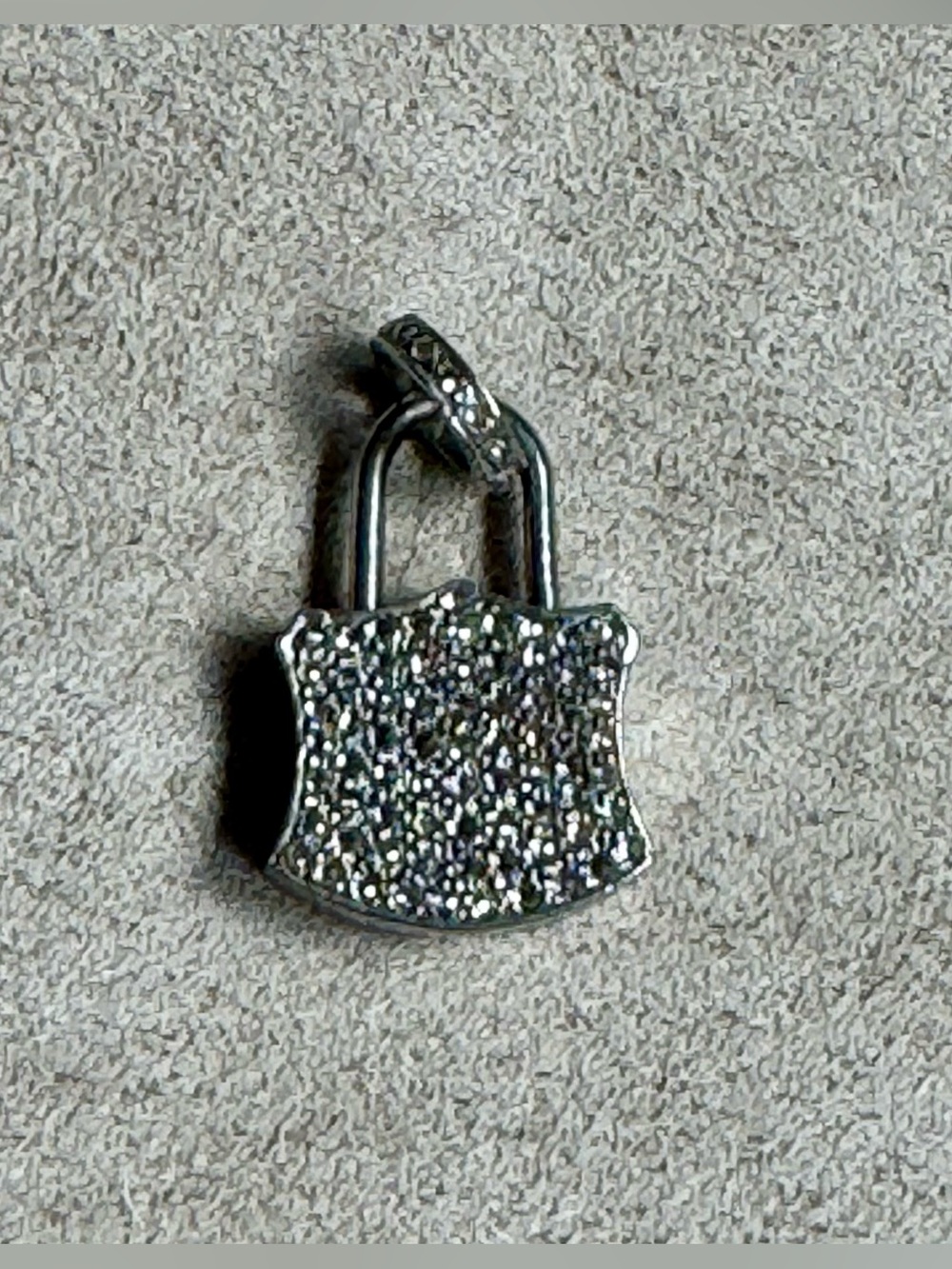 The Woods Silver with Pave Diamond Padlock Charm Pendant